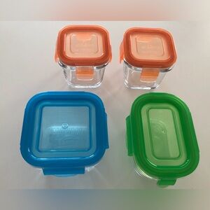 Wean Green Vibrant Food Storage Container Set with Orange, Blue, and Green Lids